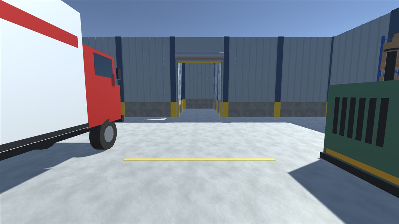 Warehouse with a truck and racks