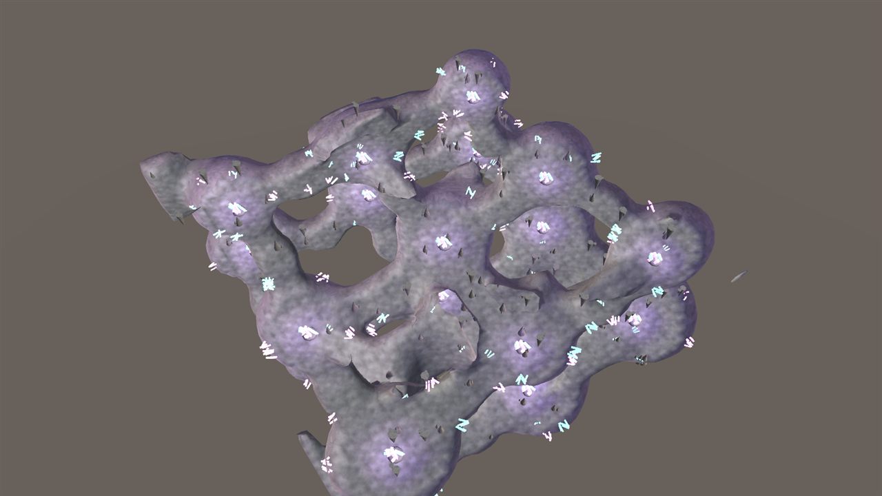 Smooth voxel caverns with crystals