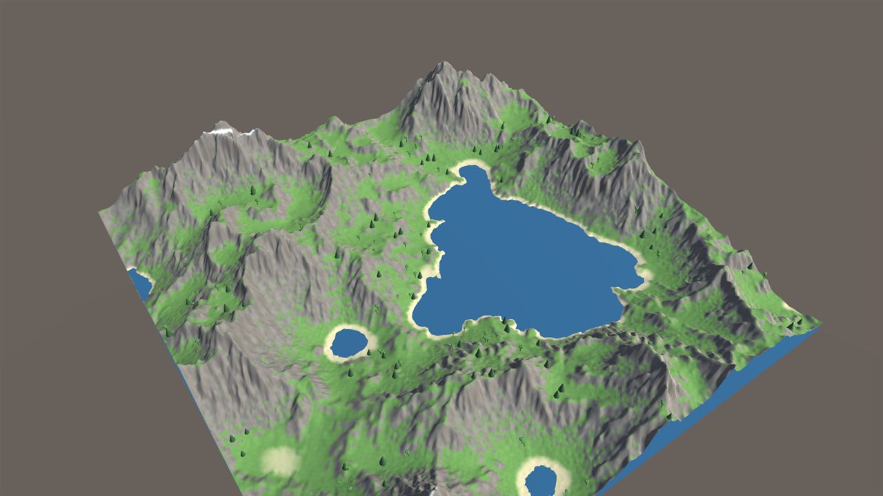 Eroded mountains with lakes